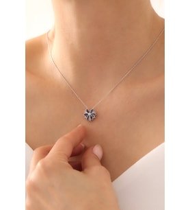 925 Ayar Gümüş Kelebek Lotus Çiçeği Kolye 925 Ayar Gümüş Kolye
