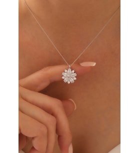 Gümüş Mülan Çiçeği Kolye 925 Ayar Gümüş Kolye