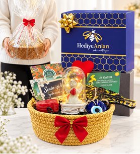 24 Kasım Öğretmenler Günü Hediyesi Melek Öğretmenim LED Fanuslu Premium Hediye Kutusu