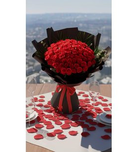 100 Kırmızı Gül Buketi