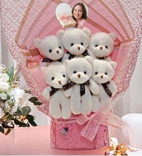 Premium Peluş Aynalı Buket Aynı Gün Teslim Hediye Doğum Günü Sevgiliye Yenidoğan