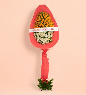 Kişiye Özel Beyaz Gerbera ve Turuncu Cinya Çelenk