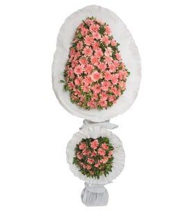 Pembe Gerberalar Çift Katlı Çelenk