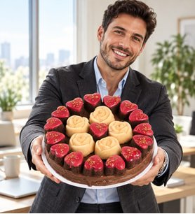 Kağıt Helvada Gül ve Lotus Biscoff Kalp Kekler